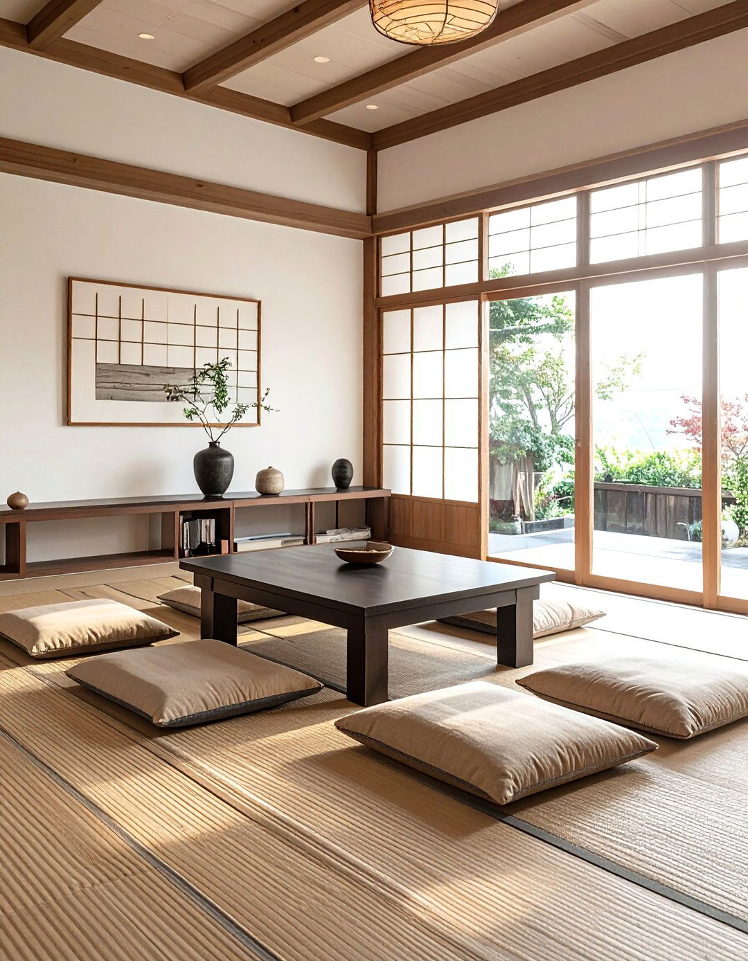 Low Profile Furniture in a Japanese Living Room - 30 Japanese Living Room Ideas for a Zen Space