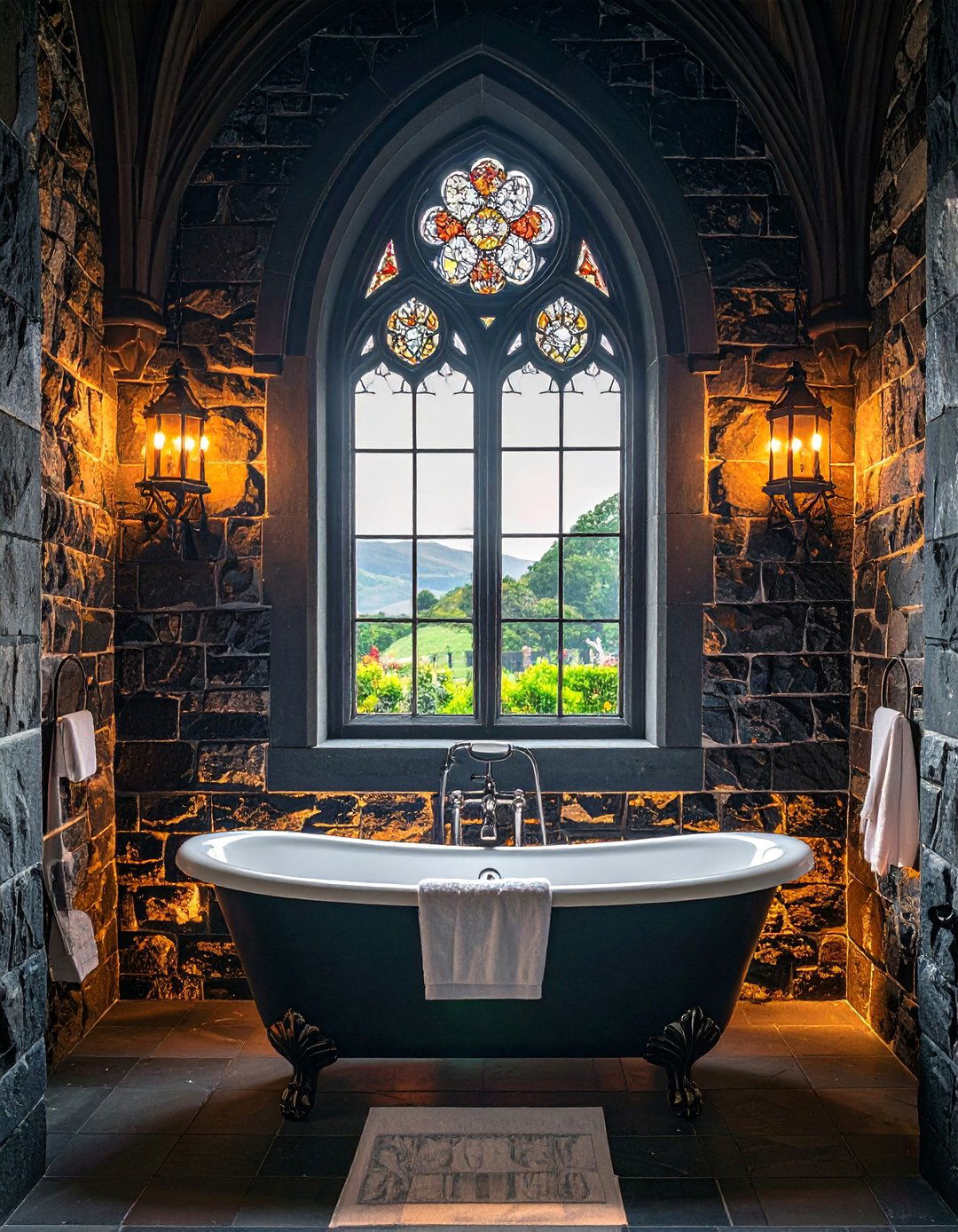Luxurious Bathroom with a Clawfoot Tub - 25 Gothic Castle Ideas for a Dramatic and Unique Home