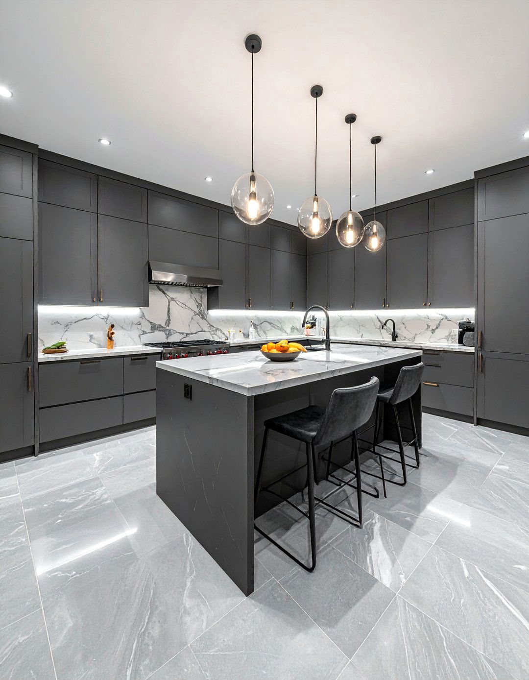 Luxury Kitchens With Grey Marble Tile Floors - 20 Kitchens With Grey Floors Design Inspiration