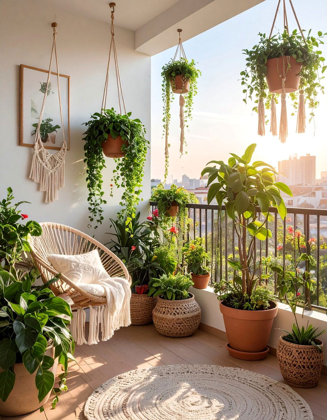 Macrame Garden Display - 30 Small Balcony Ideas to Maximize Your Space
