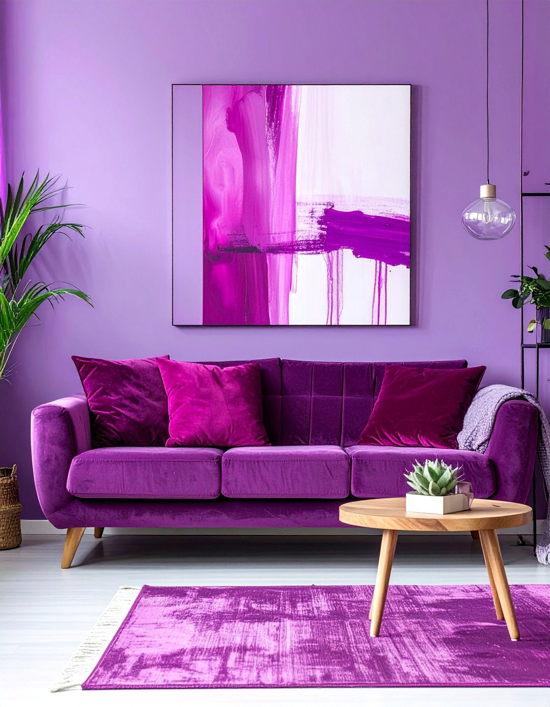 Magenta Accents in a Purple Living Room - 25 Purple Living Room Ideas for a Luxurious Vibe