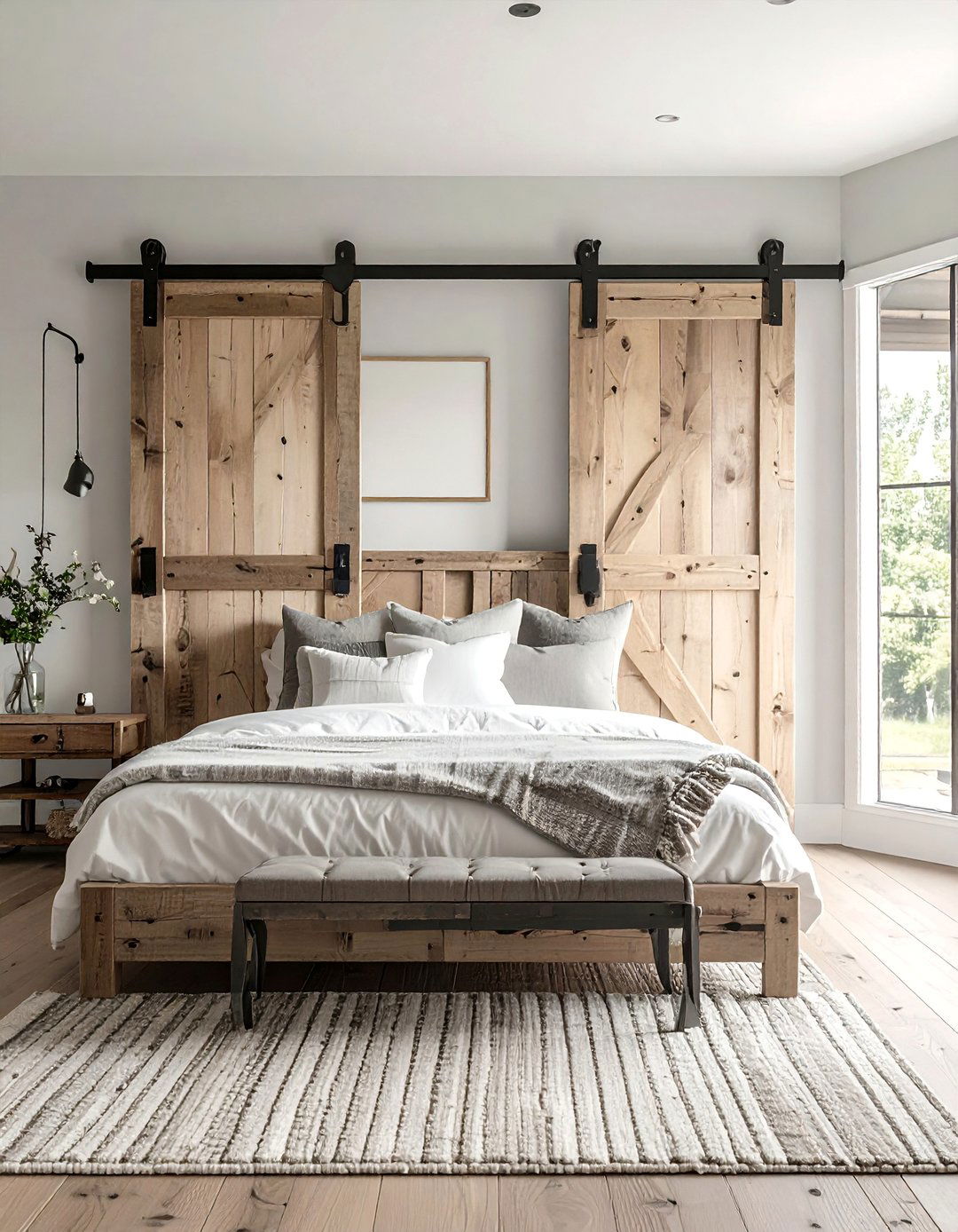 Magnolia Bedroom Featuring a Sliding Barn Door - 20 Magnolia Bedroom Ideas for a Serene Retreat