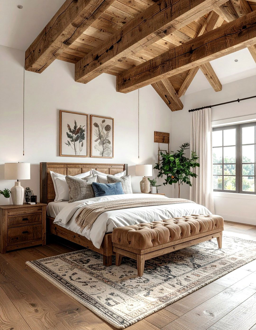 Magnolia Bedroom Incorporating Exposed Wood Beams - 20 Magnolia Bedroom Ideas for a Serene Retreat