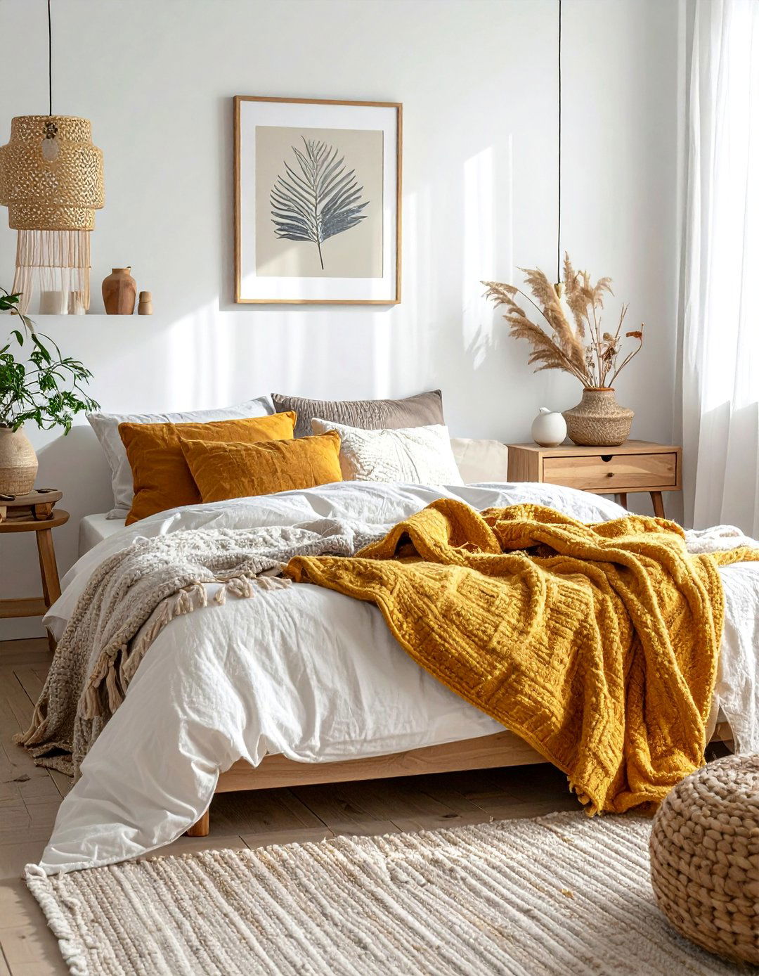 Magnolia Bedroom with Layered Natural Textiles - 20 Magnolia Bedroom Ideas for a Serene Retreat