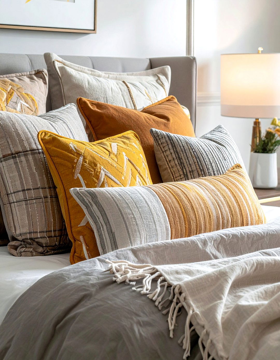 Magnolia Bedroom with a Textured Accent Pillow Collection - 20 Magnolia Bedroom Ideas for a Serene Retreat