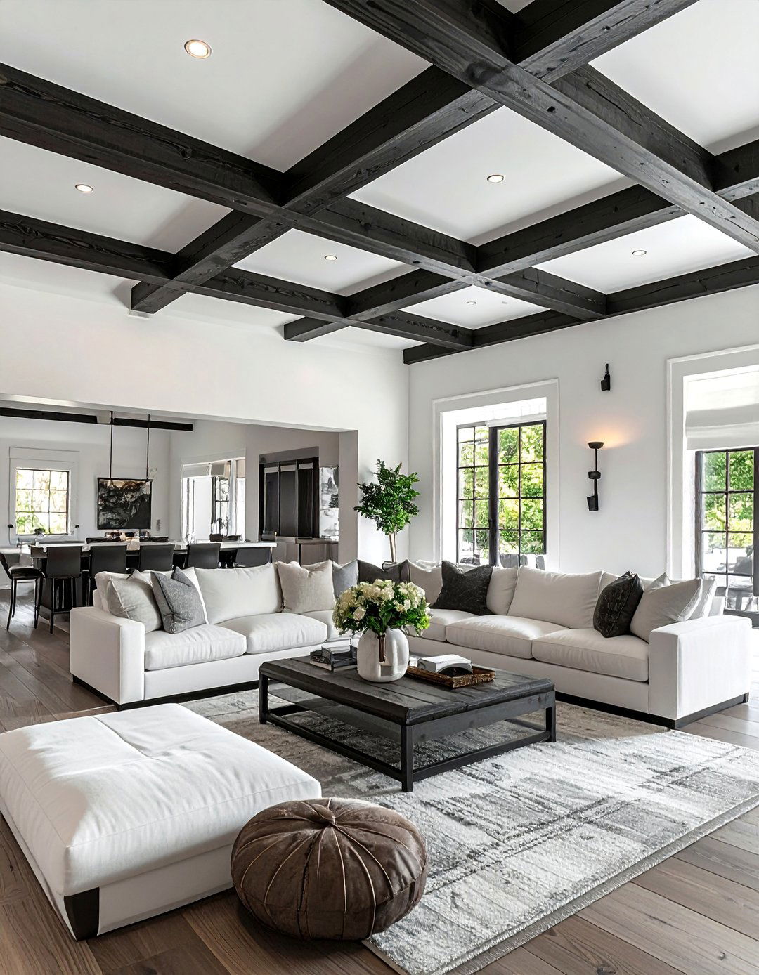 Magnolia Living Room with Exposed Ceiling Beams - 20 Magnolia Living Room Ideas for a Cozy Feel