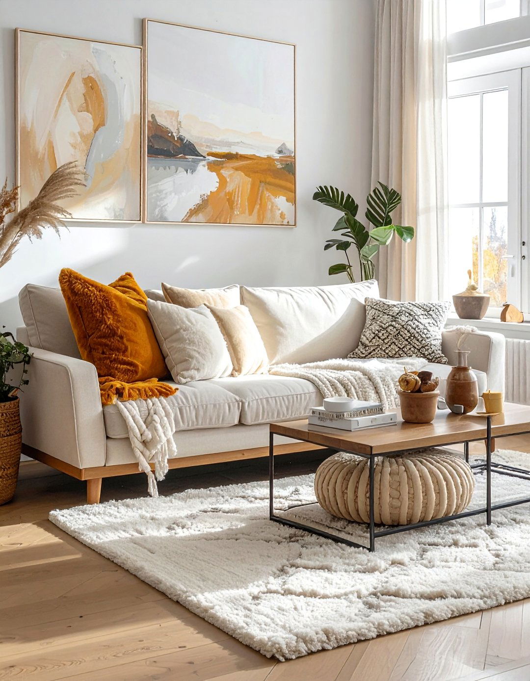 Magnolia Living Room with Layered Textiles - 20 Magnolia Living Room Ideas for a Cozy Feel