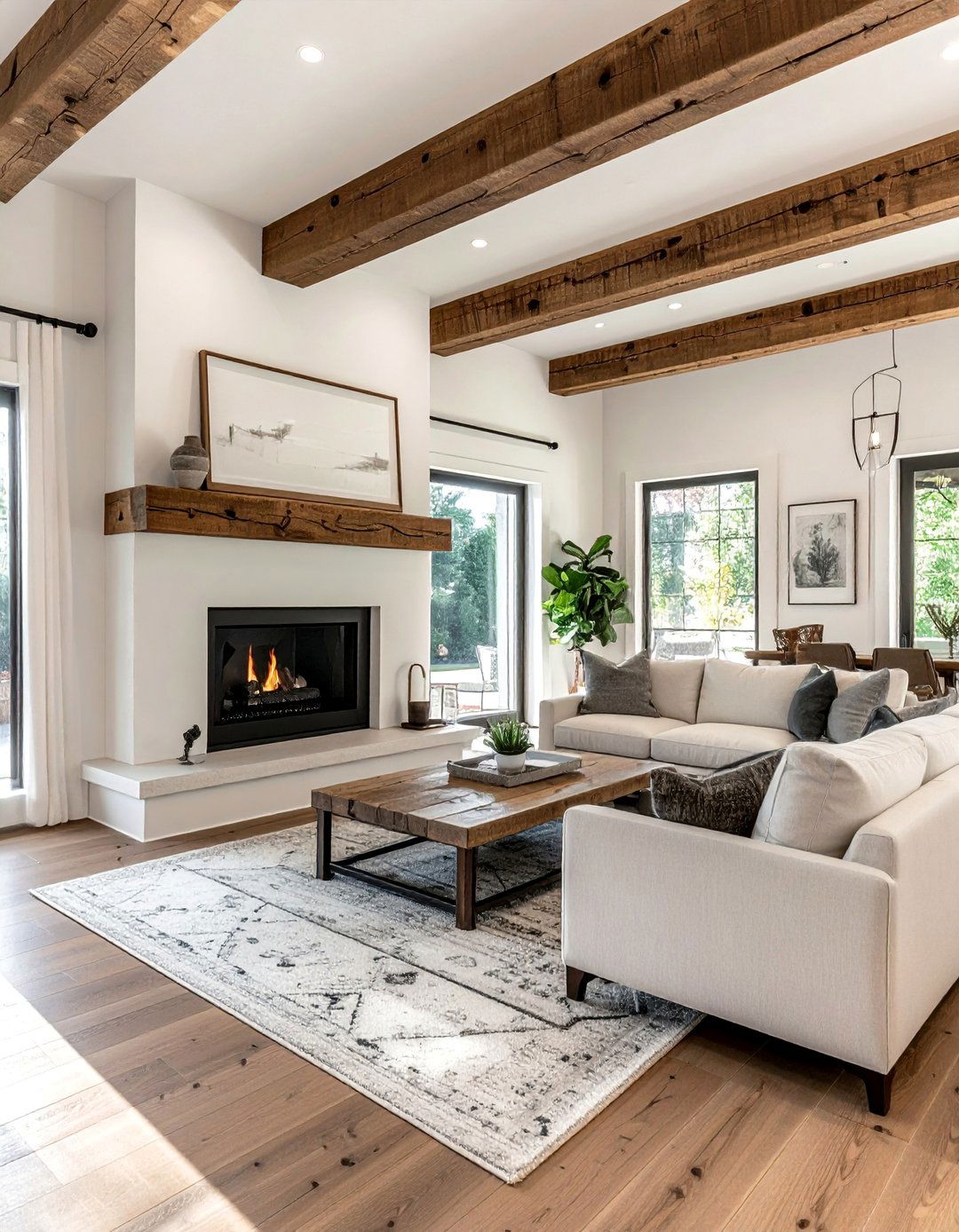 Magnolia Living Room with Natural Wood Elements - 20 Magnolia Living Room Ideas for a Cozy Feel