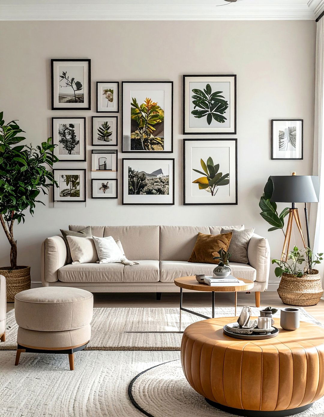 Magnolia Living Room with a Curated Gallery Wall - 20 Magnolia Living Room Ideas for a Cozy Feel