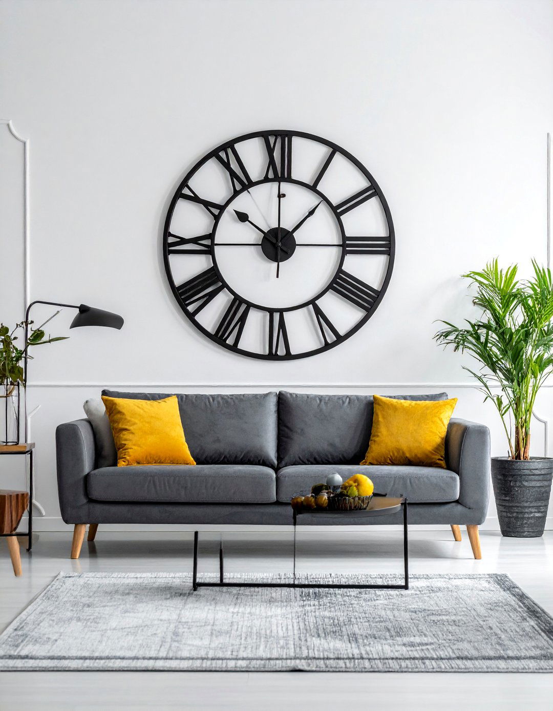 Magnolia Living Room with a Large Wall Clock - 20 Magnolia Living Room Ideas for a Cozy Feel