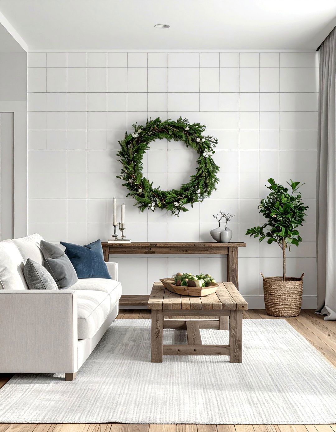 Magnolia Living Room with a Shiplap Accent Wall - 20 Magnolia Living Room Ideas for a Cozy Feel