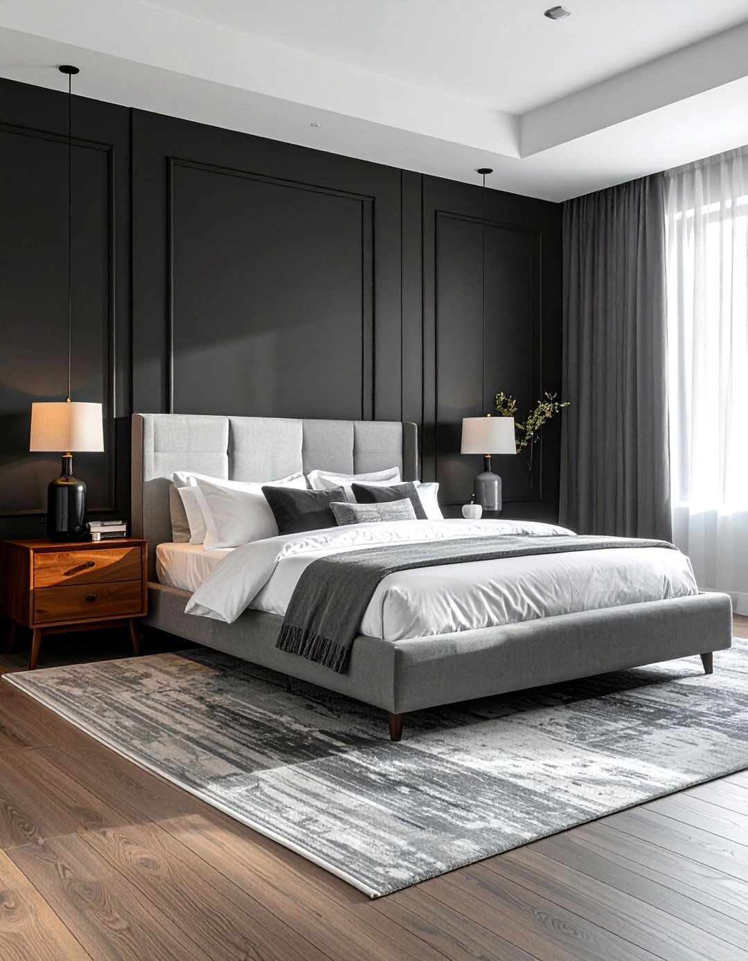 Matte Black Bedroom Accent Wall - 20 Matte Black Bedroom Ideas for a Sleek Look