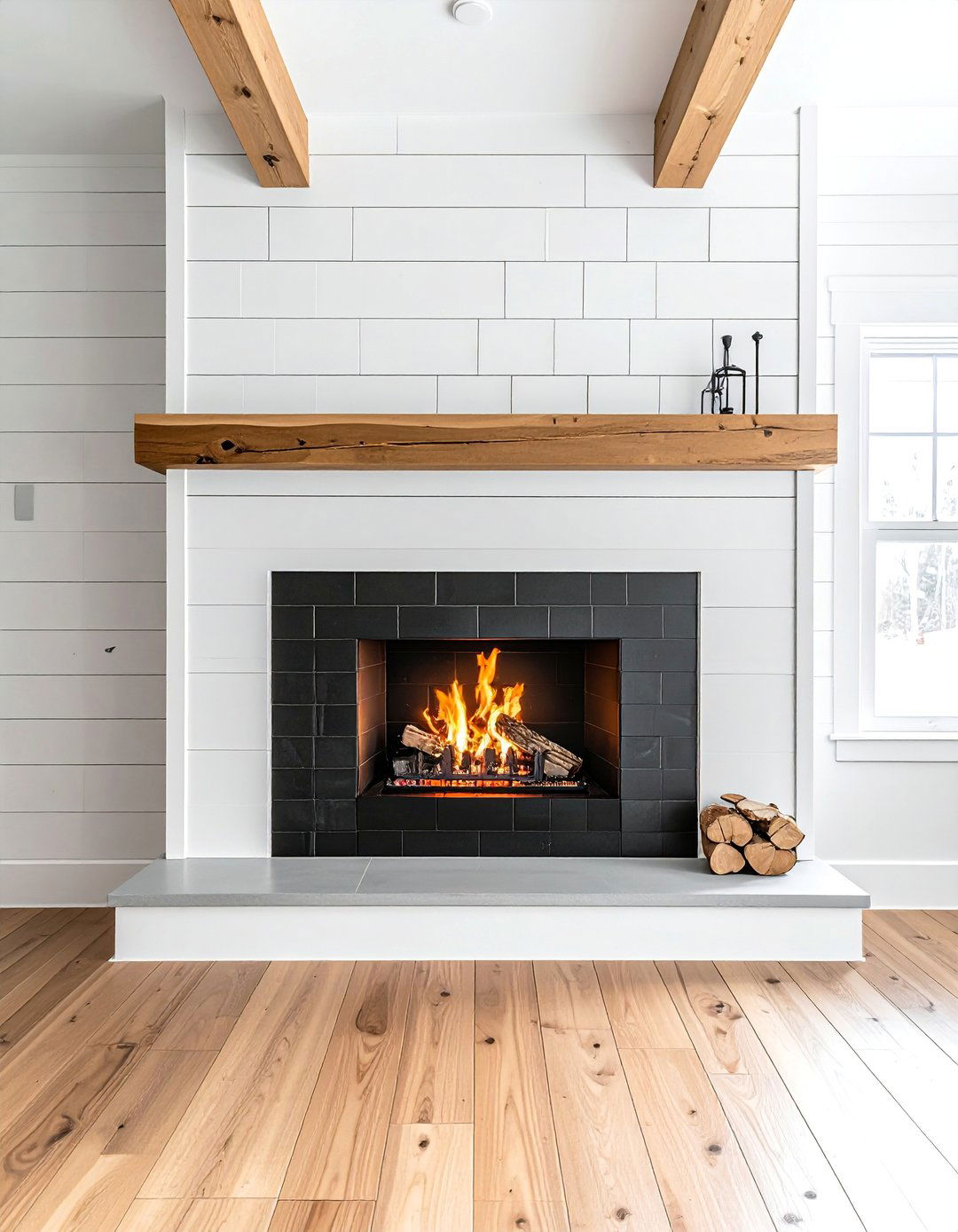 Matte Black Farmhouse Fireplace Tile - 30 Farmhouse Fireplace Tile Ideas for a Cozy Ambiance