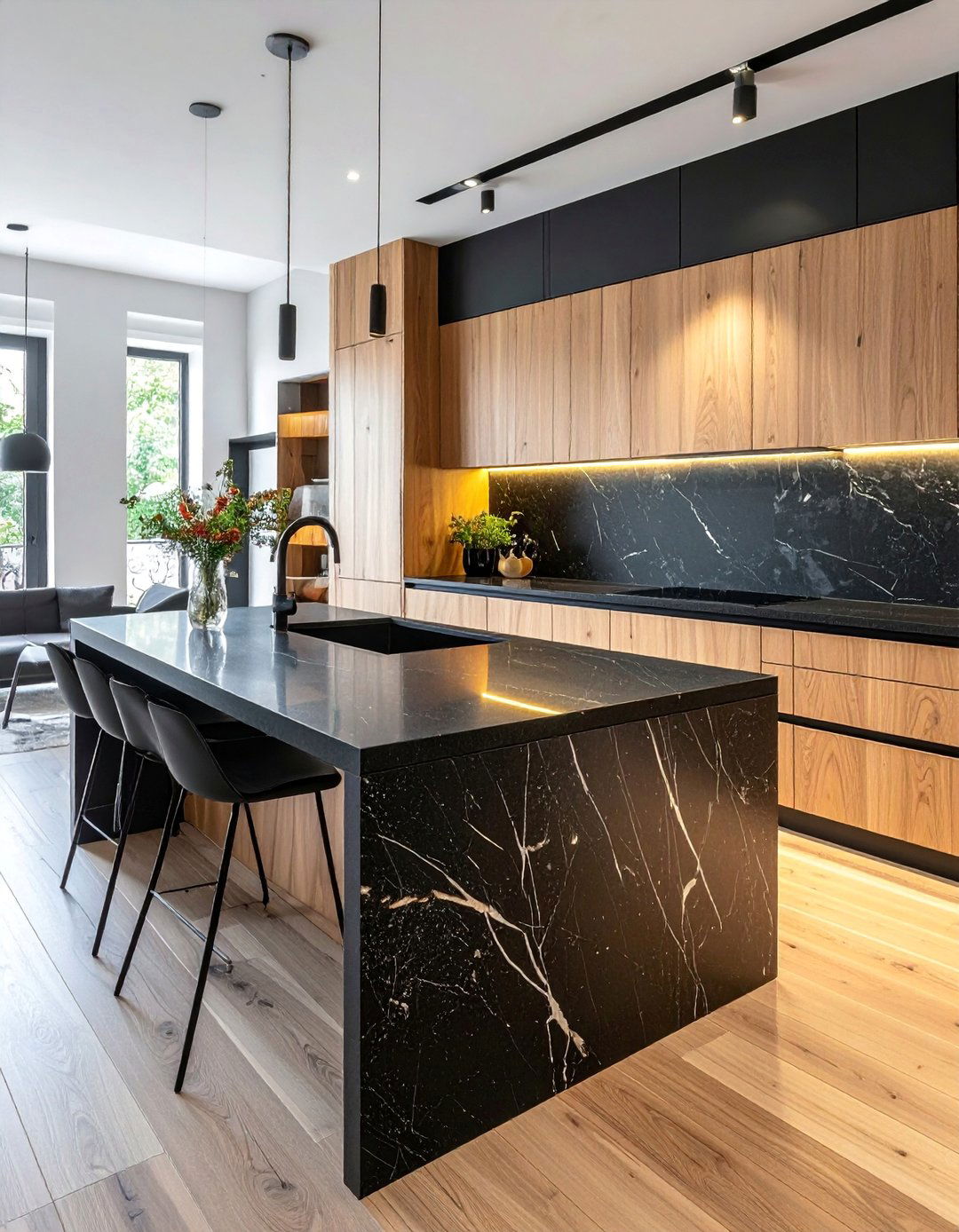Matte Black Honed Quartz Kitchen Countertop - 20 Quartz Kitchen Countertops Ideas for Modern Homes