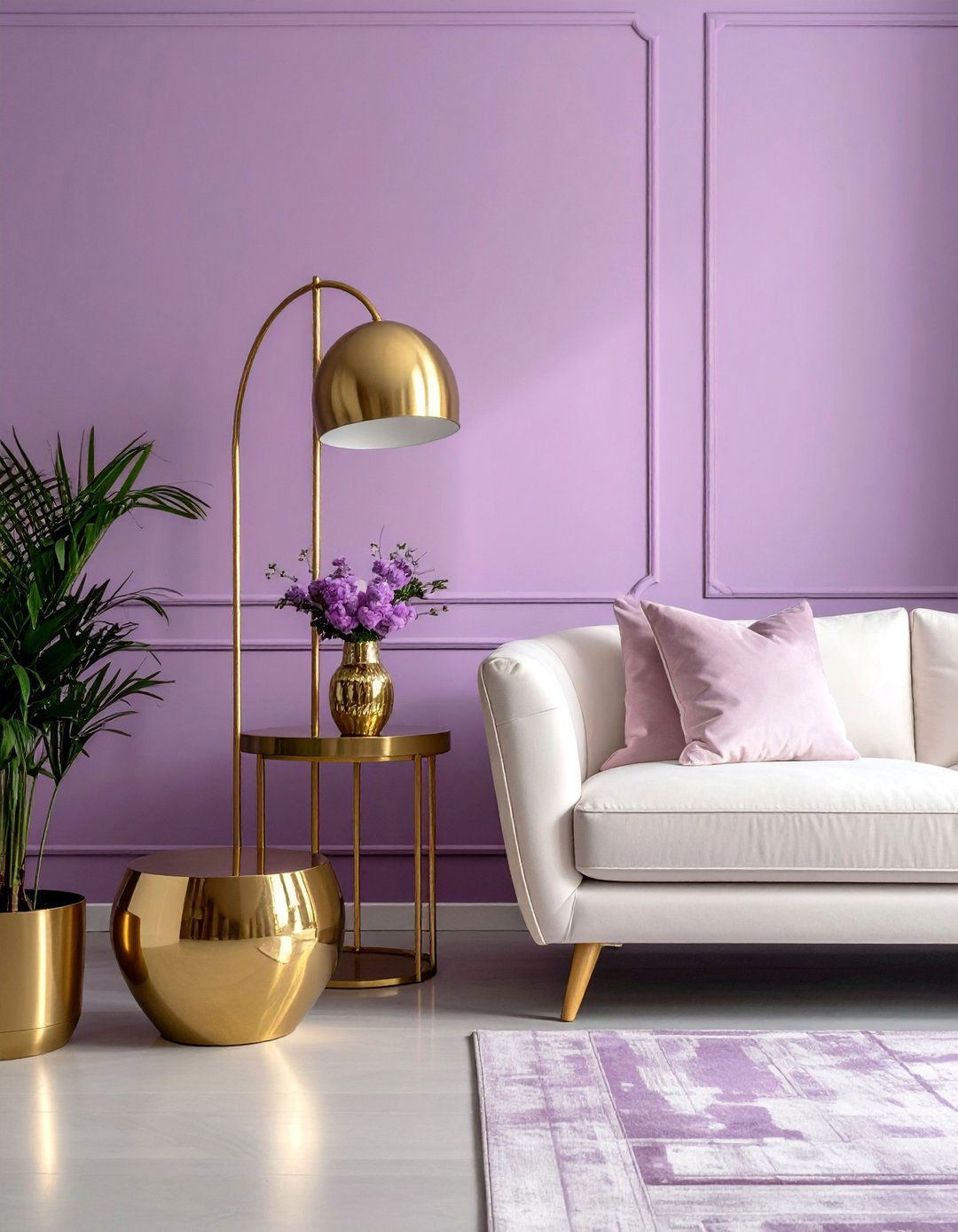 Mauve Walls with Gold Accents - 25 Purple Living Room Ideas for a Luxurious Vibe