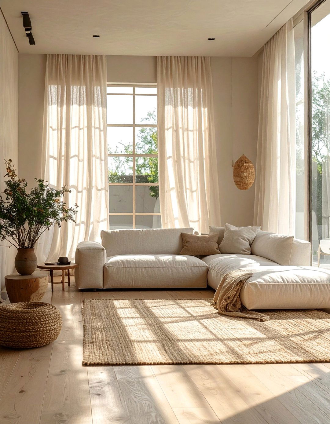 Maximize Natural Light with Sheer Curtains - 30 Zen Living Room Ideas for a Peaceful Ambiance