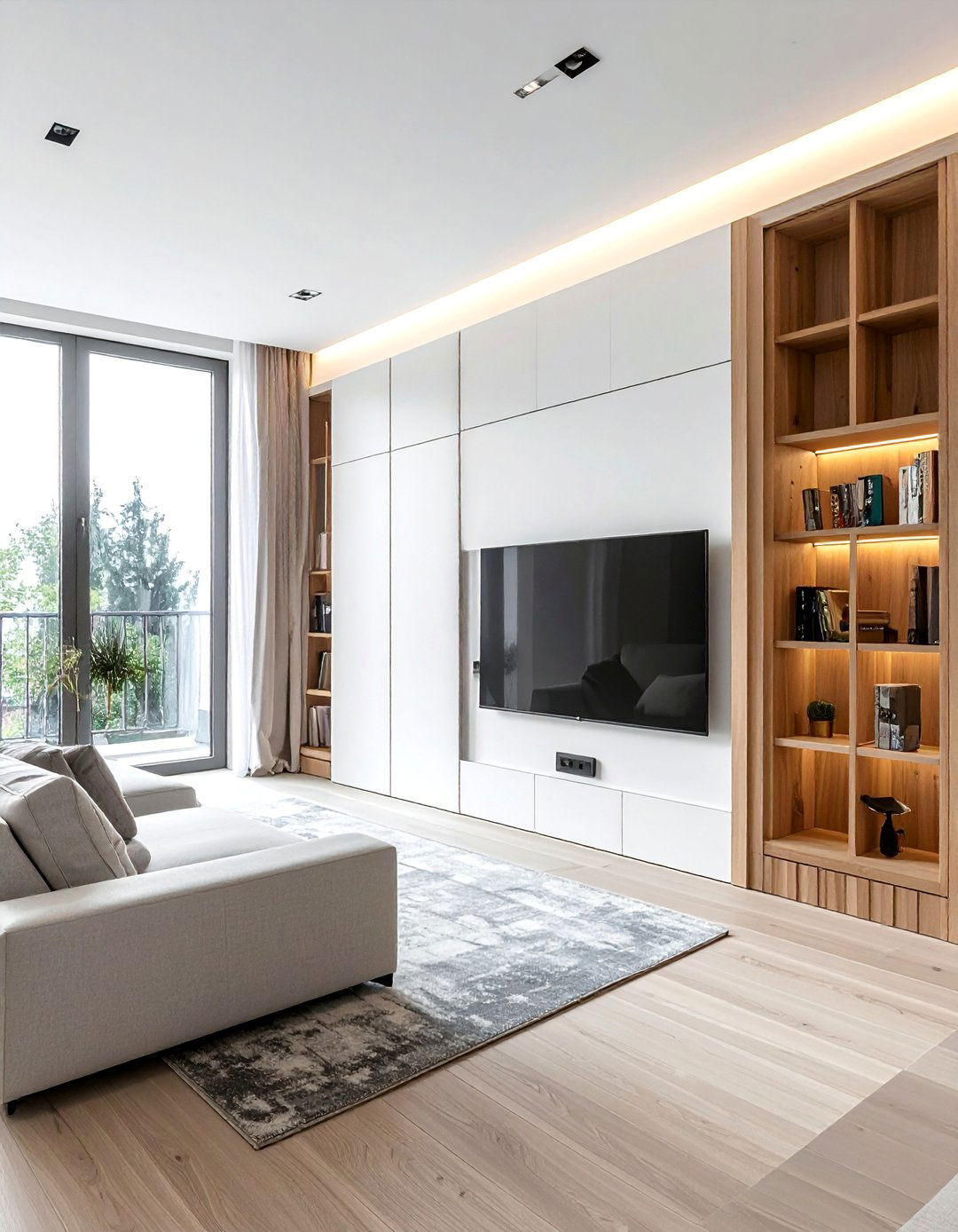 Media Wall with Sliding Panels - 35 Stunning Media Wall Ideas to Transform Your Living Space
