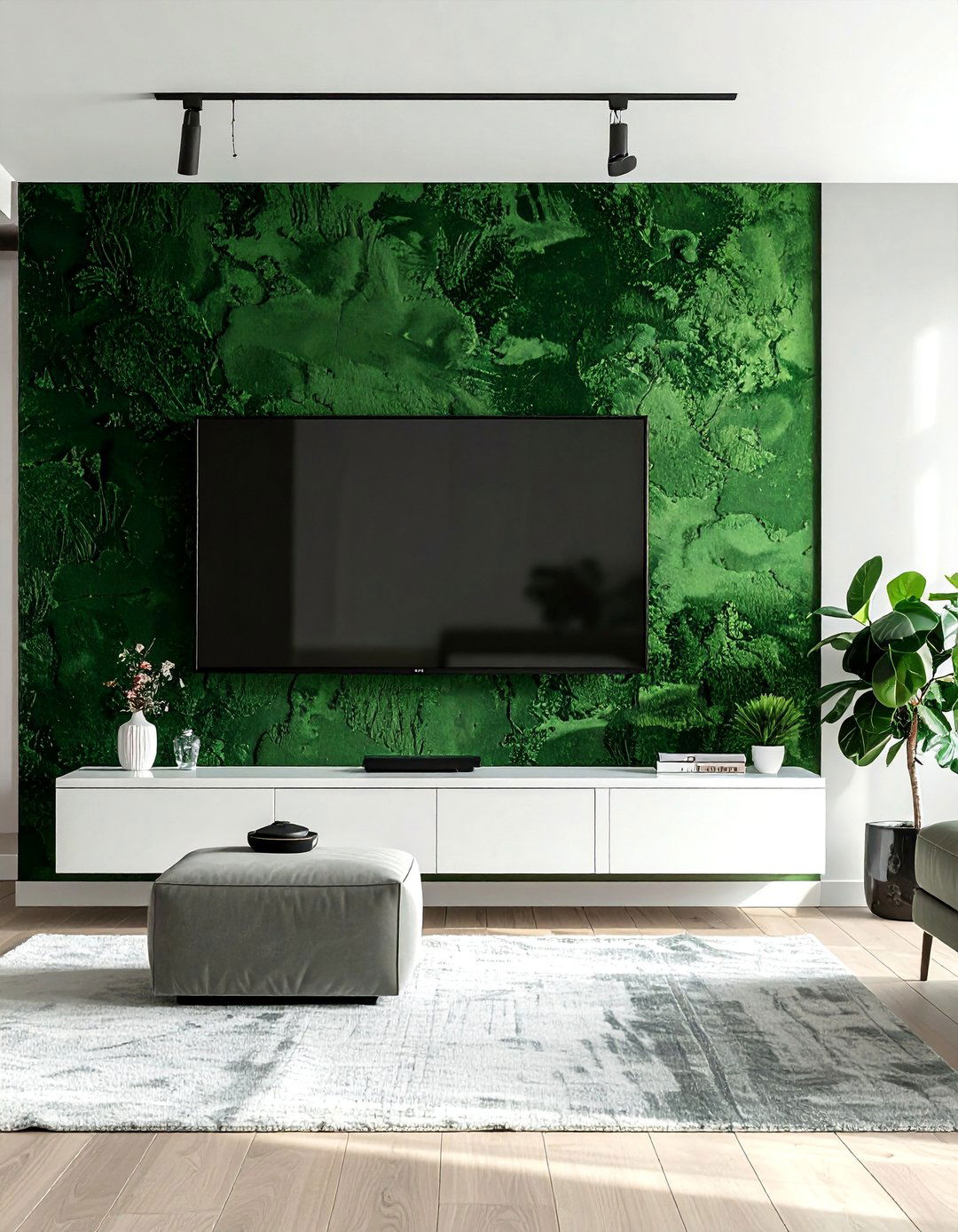 Media Wall with Textured Wallpaper - 35 Stunning Media Wall Ideas to Transform Your Living Space