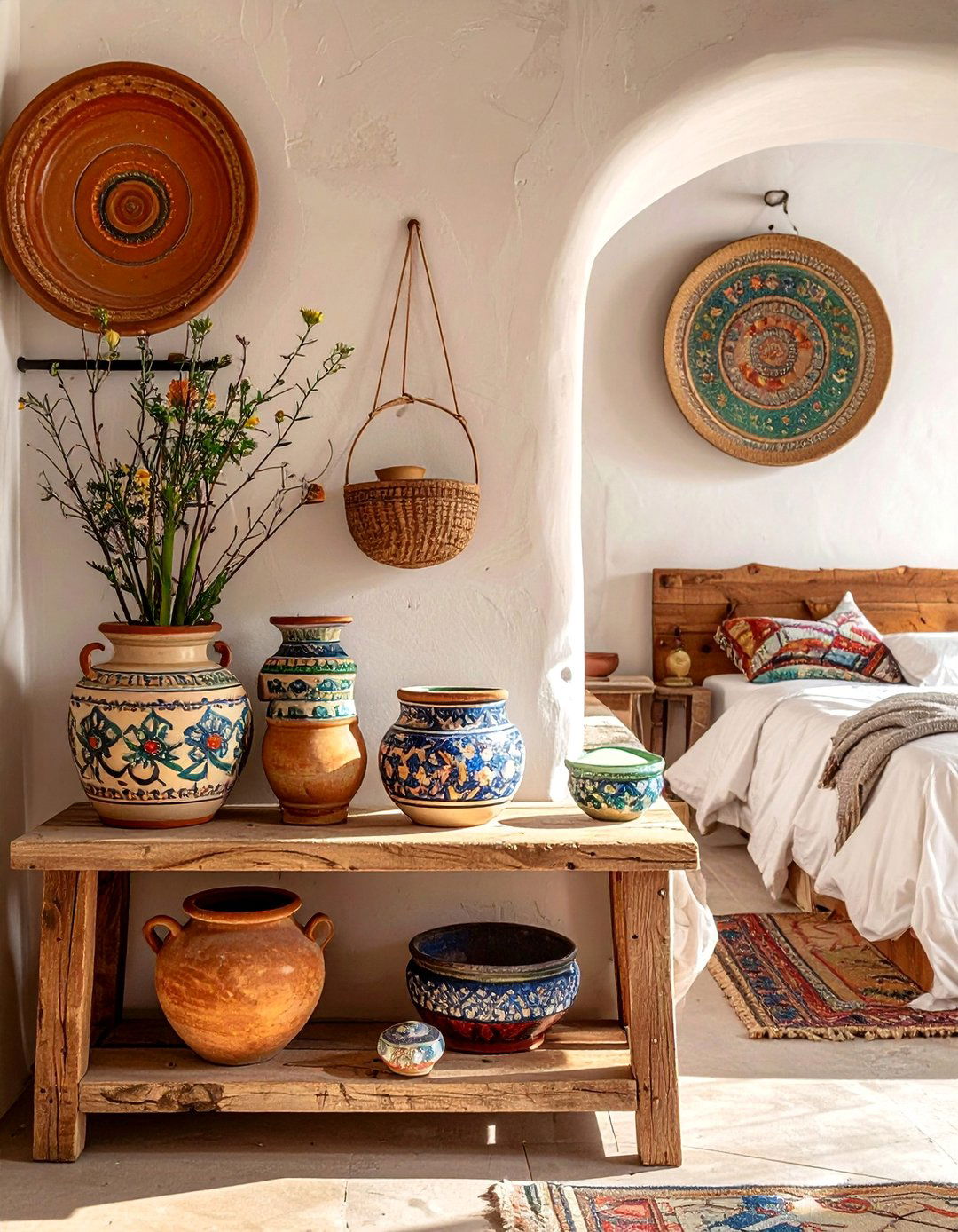 Mediterranean Bedroom with Ceramic Pottery Accents - 20 Mediterranean Bedroom Ideas for a Relaxing Retreat