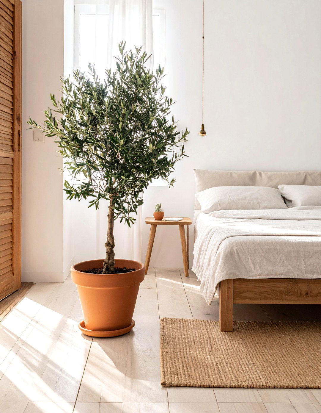 Mediterranean Bedroom with Potted Olive Trees - 20 Mediterranean Bedroom Ideas for a Relaxing Retreat