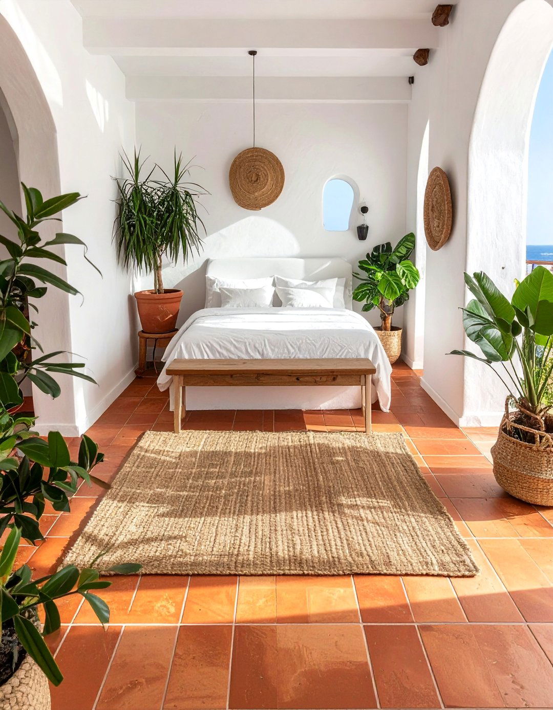 Mediterranean Bedroom with Terracotta Floor Tiles - 20 Mediterranean Bedroom Ideas for a Relaxing Retreat