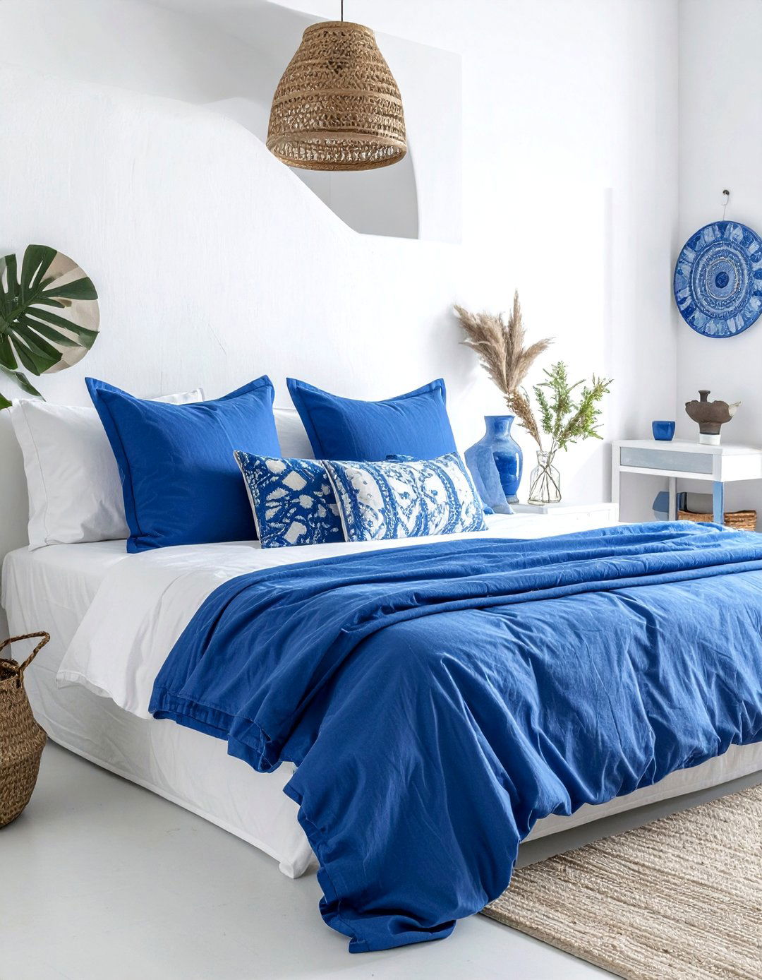 Mediterranean Bedroom with a Blue and White Color Palette - 20 Mediterranean Bedroom Ideas for a Relaxing Retreat