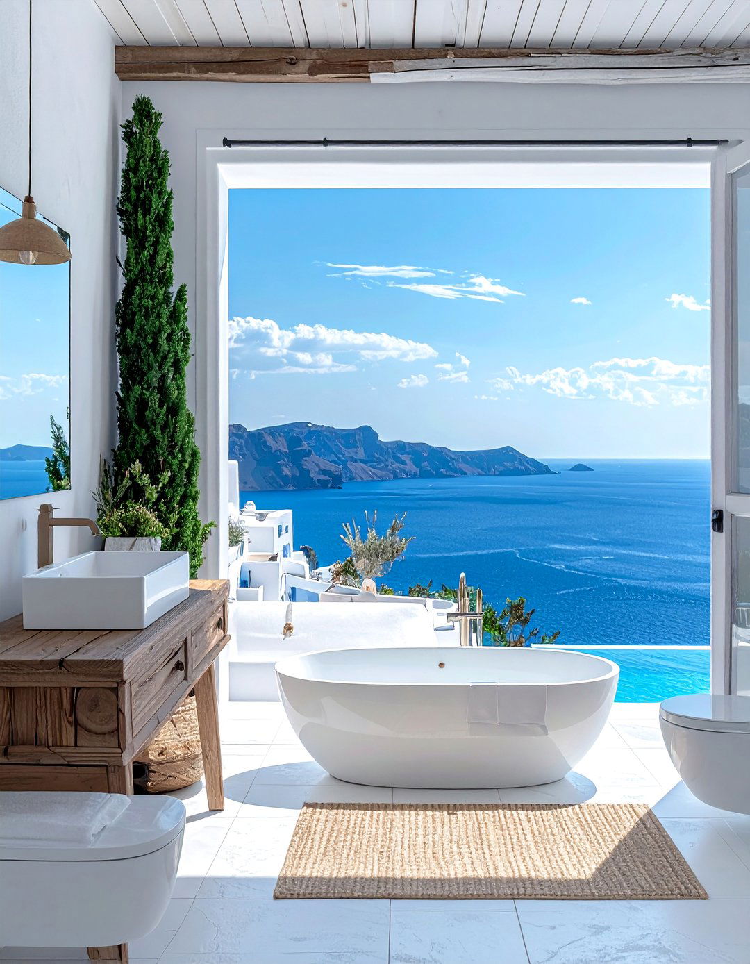 Mediterranean Coastal Views - 30 Bathroom Mural Ideas to Elevate Your Decor