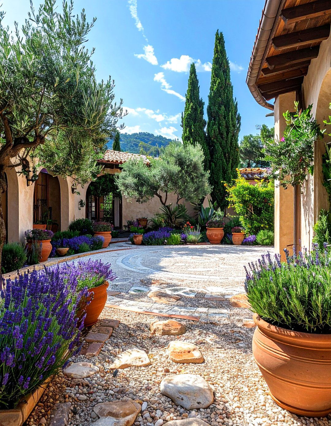 Mediterranean Courtyard Style - 30 Circular Driveway Landscaping Ideas for Your Home