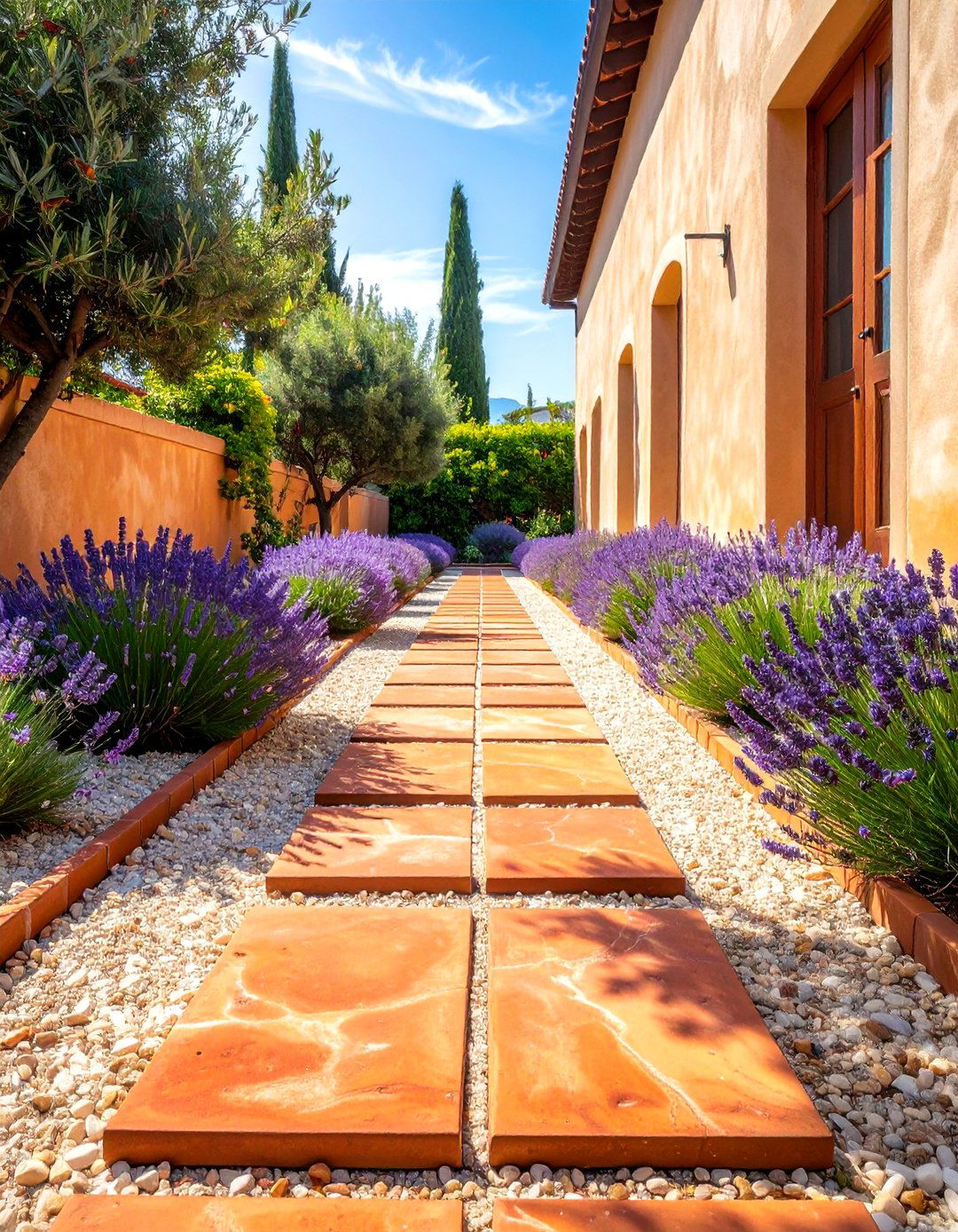 Mediterranean Gravel and Paver Walkway - 30 Paver Walkway Ideas to Beautify Your Garden