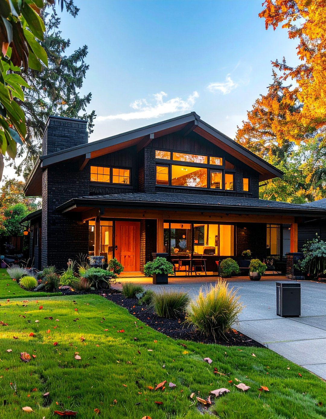 Mid Century Modern Black Brick House - 40 Black Brick House Exteriors for a Timeless and Elegant Look
