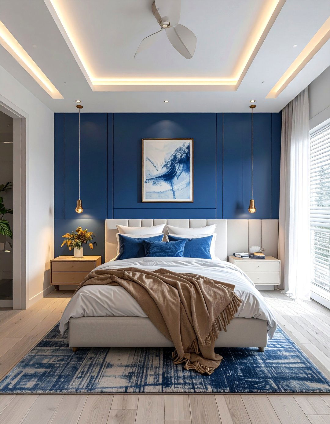 Midnight Blue Ceiling for a Cozy Feel - 40 Blue Bedroom Ideas for a Serene and Relaxing Atmosphere