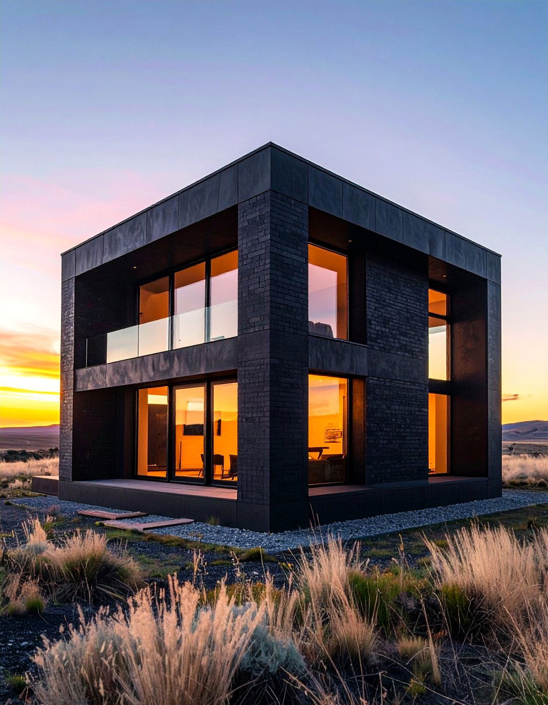 Minimalist Black Brick Cube House - 40 Black Brick House Exteriors for a Timeless and Elegant Look