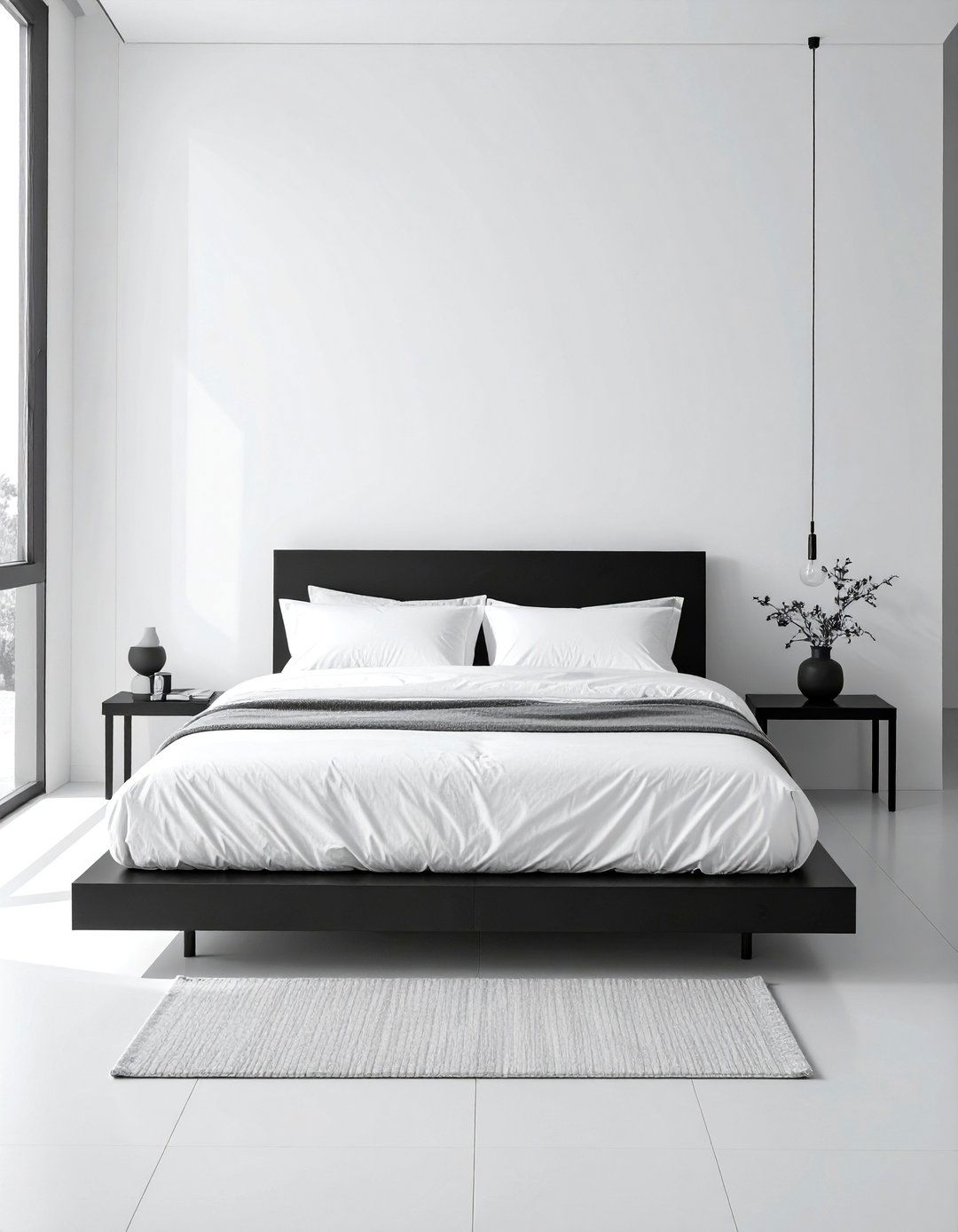Minimalist Black Platform Bed - 40 Black and White Bedroom Ideas for Elegance