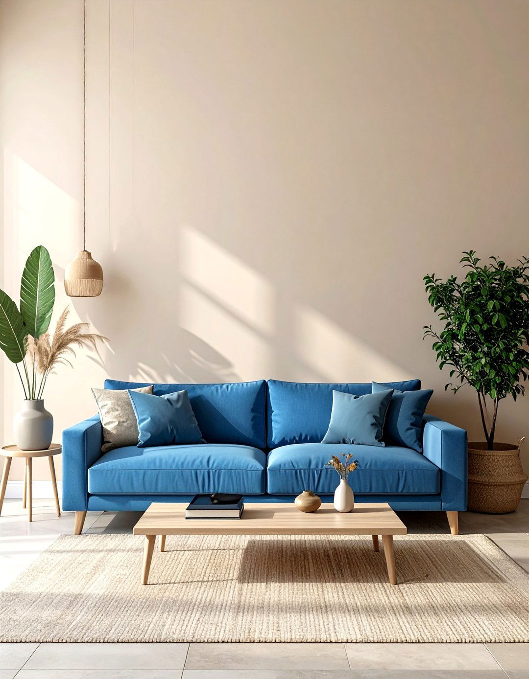Minimalist Blue and Beige Living Room - 20 Blue and Beige Living Room Ideas for a Calm Space