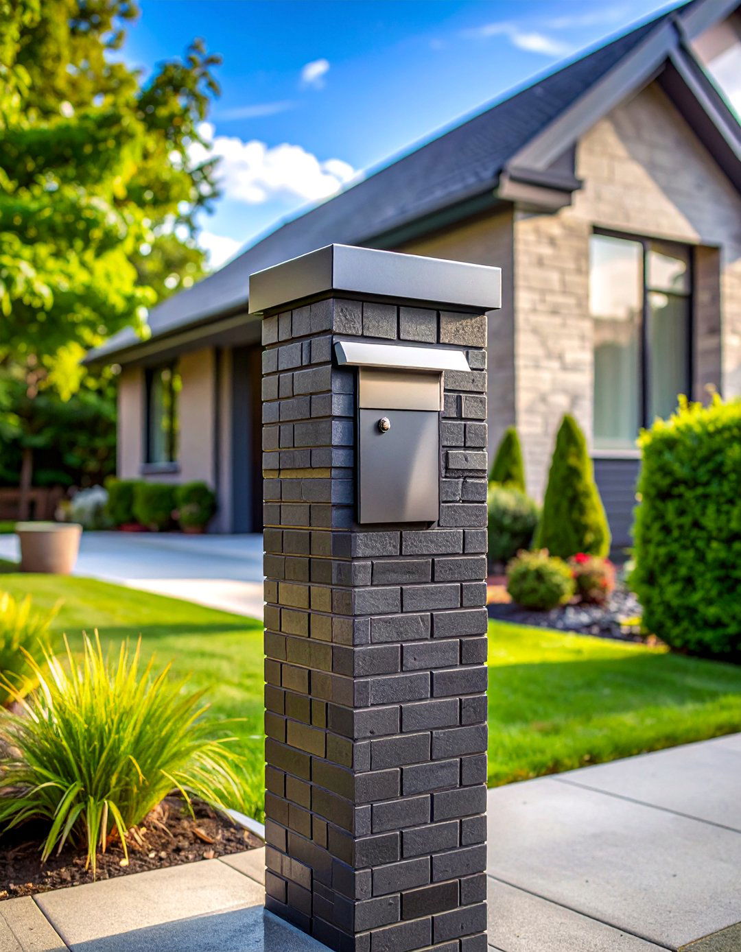 Minimalist Brick Mailbox with a Sleek Slot - 30 Brick Mailbox Ideas to Elevate Your Curb Appeal