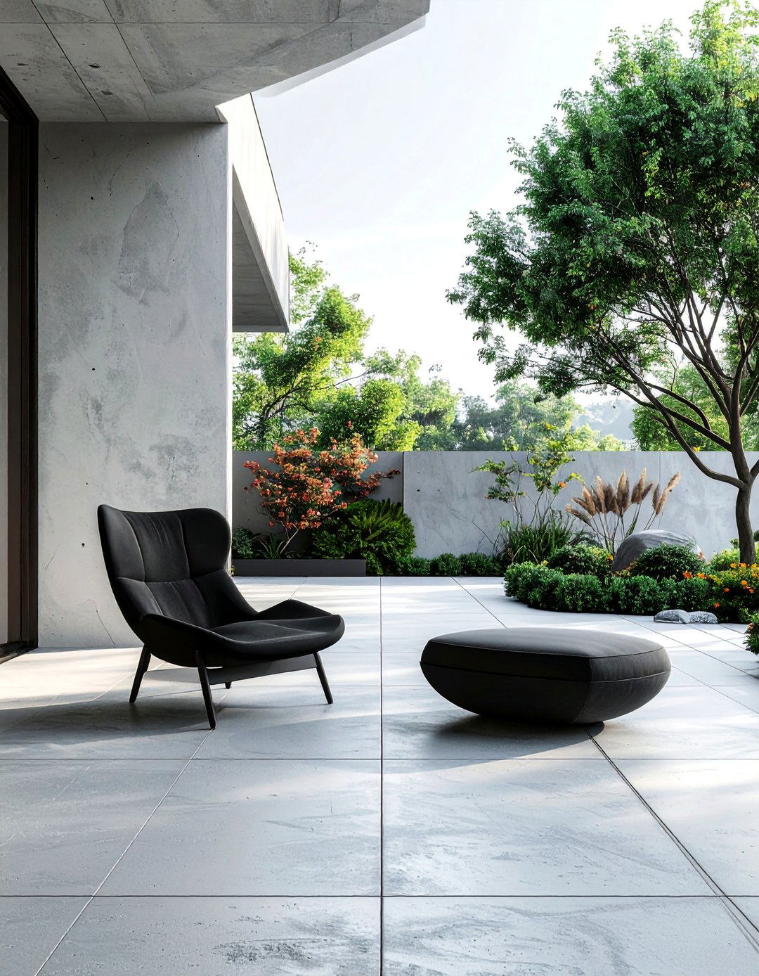 Minimalist Concrete Patio with Clean Lines - 40 Concrete Patio Ideas for a Modern and Durable Outdoor Space