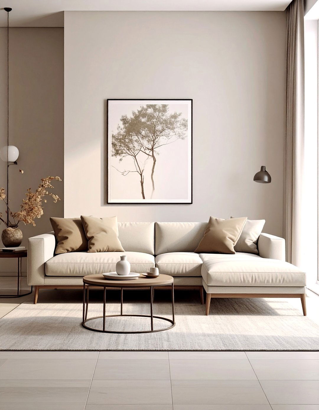 Minimalist Greige Living Room with Clean Lined Furniture - 20 Greige Living Room Ideas for a Modern and Cozy Space