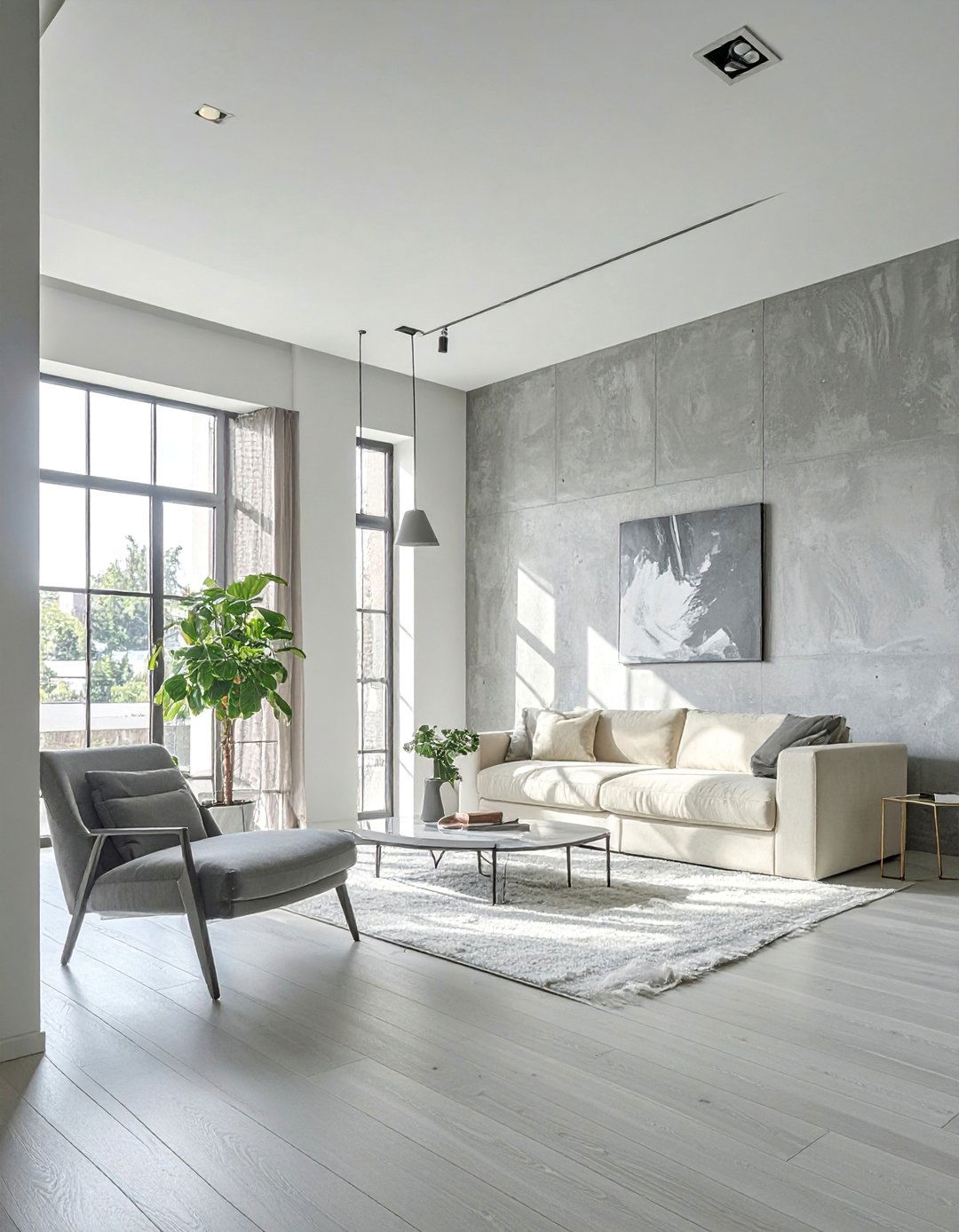 Minimalist Grey and Cream Design - 30 Grey and Cream Living Room Ideas for Elegance