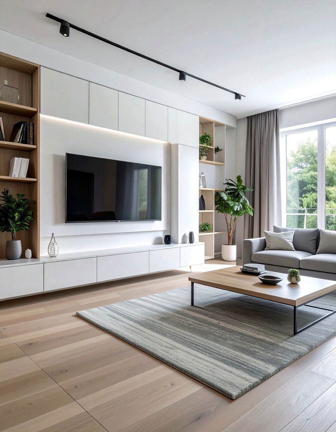 Minimalist Media Wall with Concealed Storage - 35 Stunning Media Wall Ideas to Transform Your Living Space