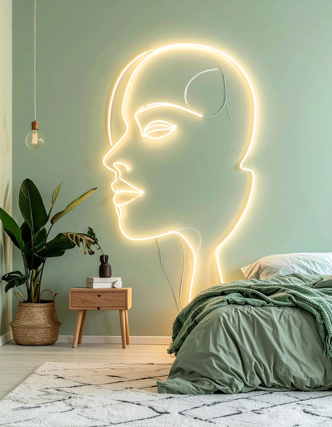 Minimalist Neon Line Art - 30 Neon Bedroom Ideas to Brighten Your Space