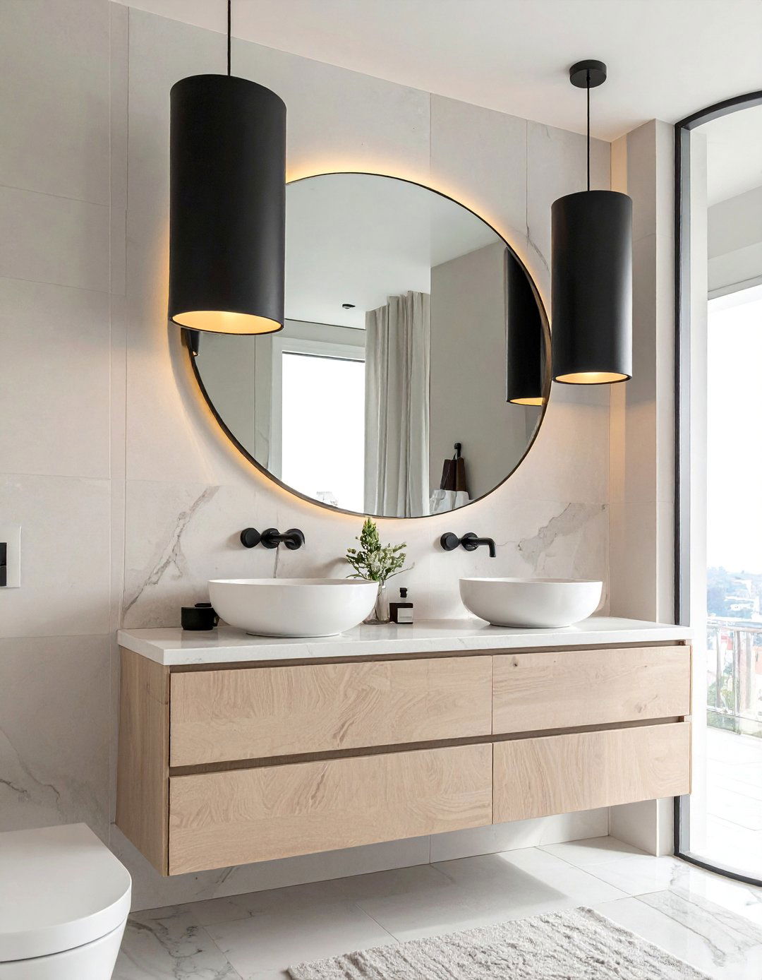 Minimalist Pendant Lighting - 40 Bathroom Design Ideas for a Modern Home