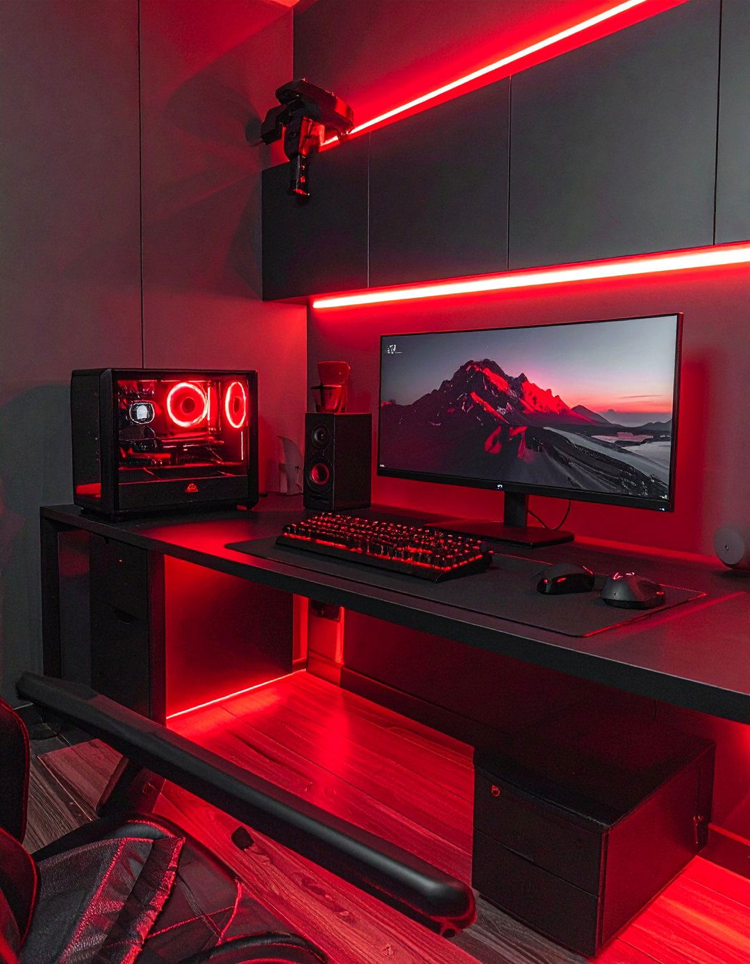 Minimalist Red and Black Gaming Setup - 20 Red and Black Gaming Setup Ideas for Gamers