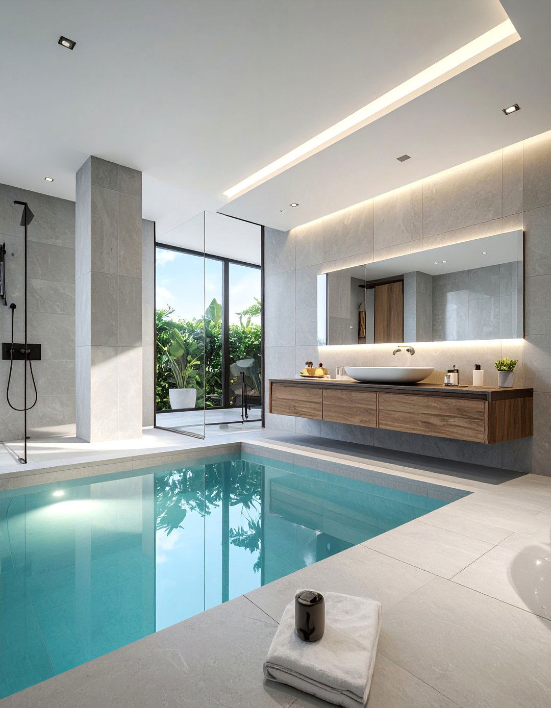 Minimalist Spa Pool Bathroom Concept - 20 Pool Bathroom Ideas for a Luxurious Spa Feel
