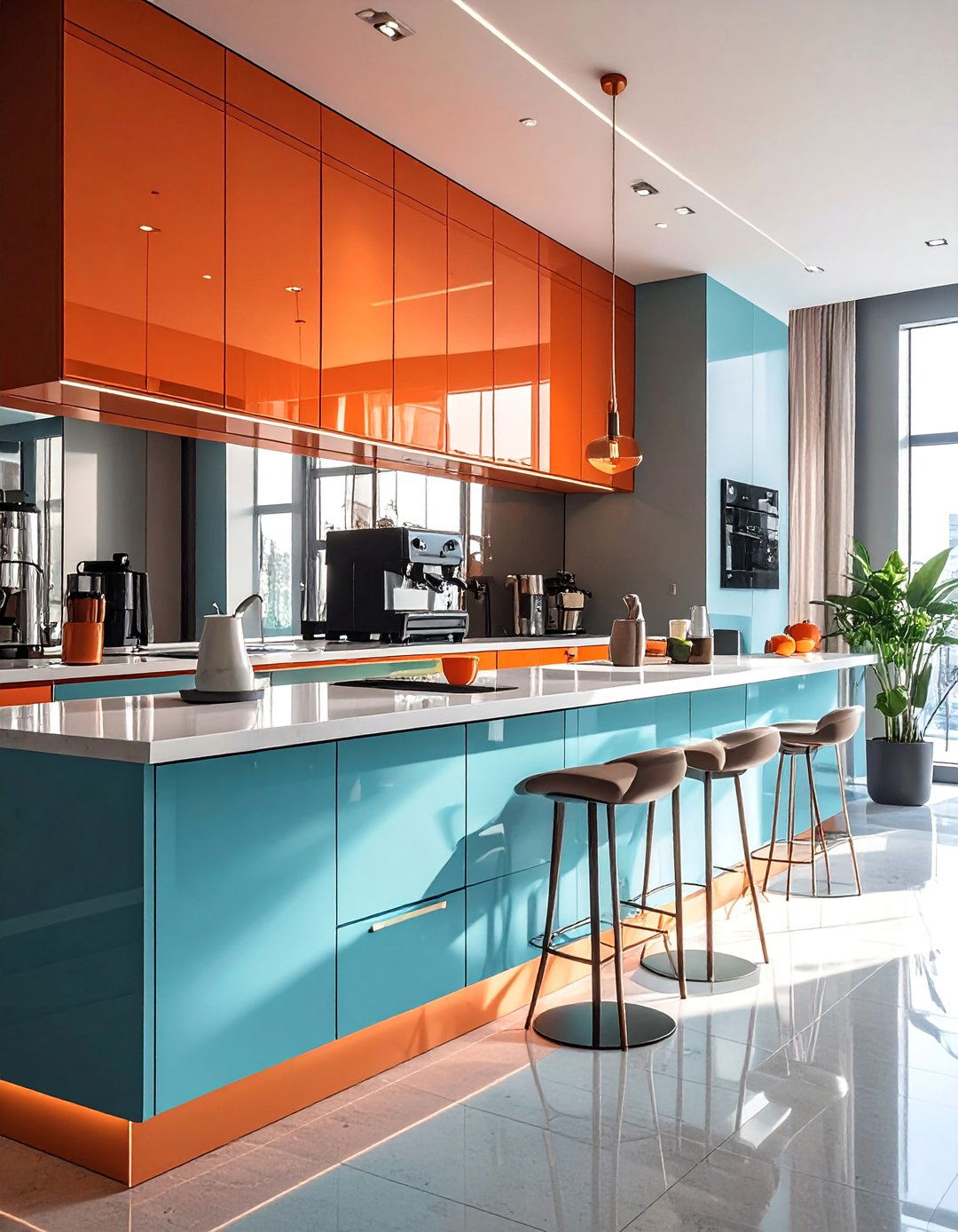 Mirrored Coffee Station Backsplash - 20 Mirror in Kitchen Ideas for a Brighter Space