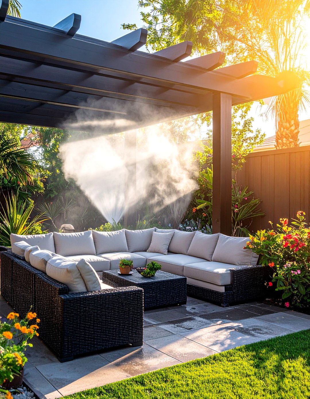 Misting System for Evaporative Cooling - 30 Las Vegas Backyard Landscaping Ideas for Desert Living