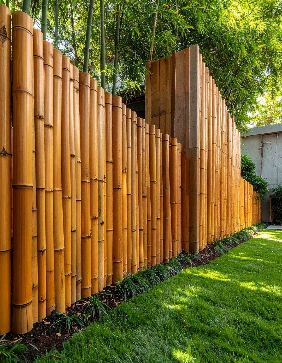 Mixed Height Bamboo Screen Wall - 40 Japanese Fence Ideas for Serene Gardens