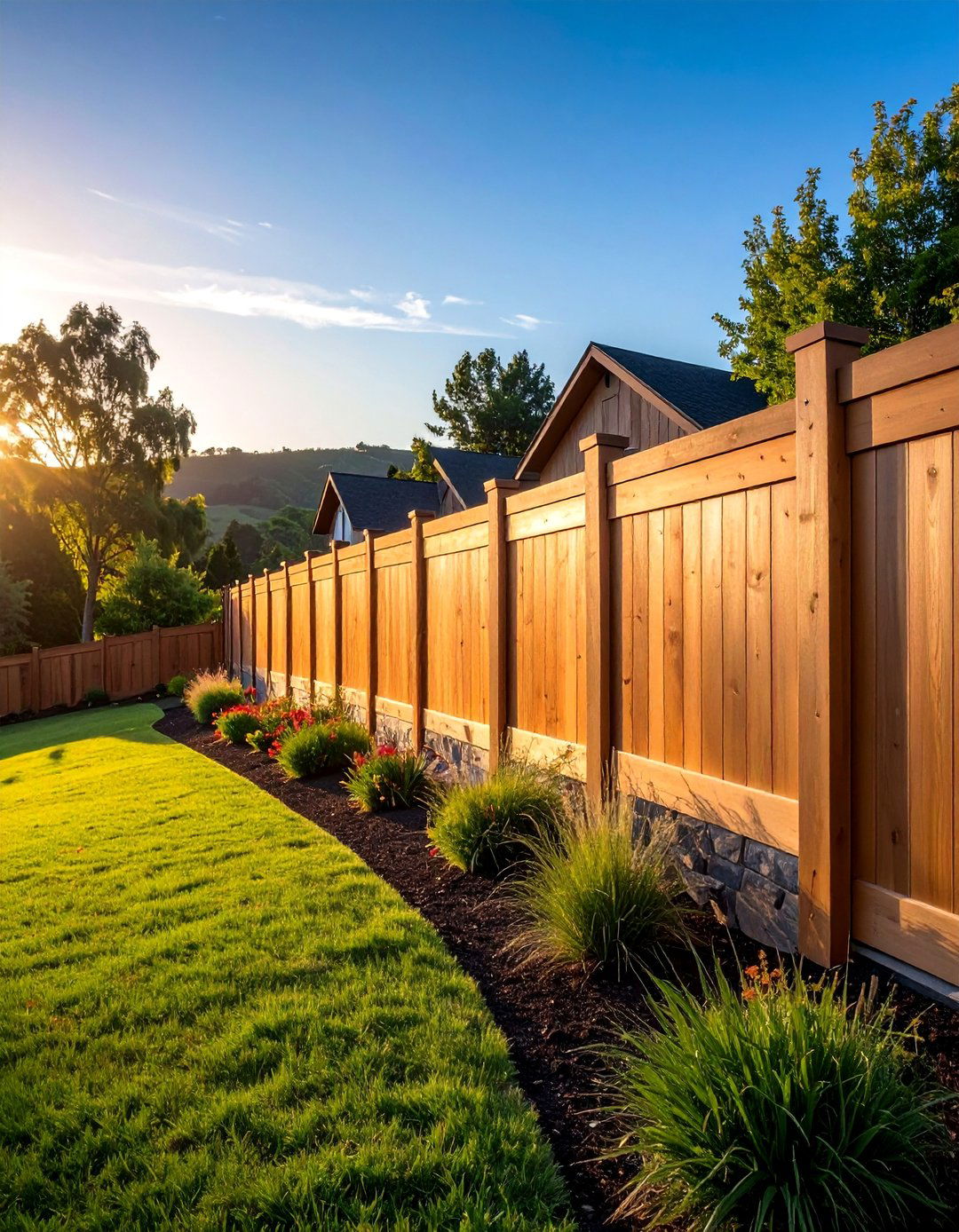 Mixed Height Stepped Fence Design - 25 Backyard Fence Ideas to Enhance Your Outdoor Space