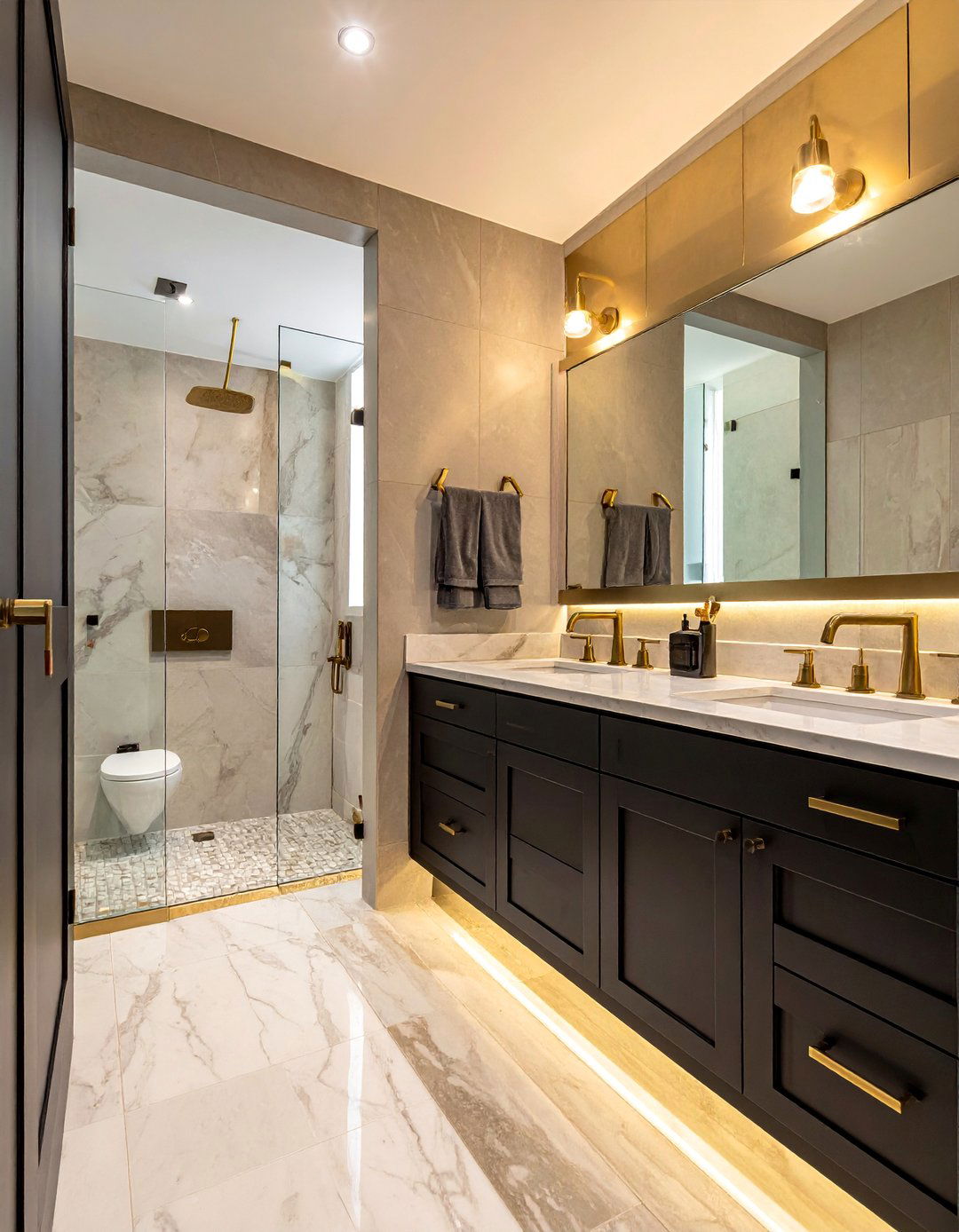 Mixed Metal Fixtures - 20 Hallway Bathroom Ideas for Functional Spaces