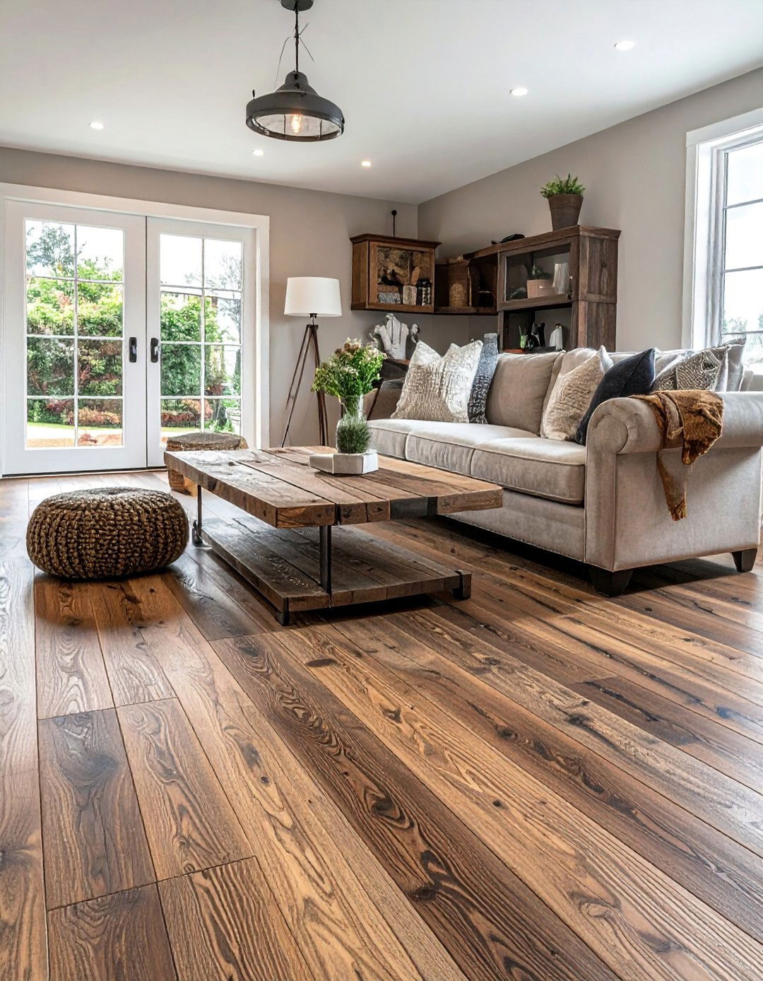 Mixed Width Rustic Planks - 20 Living Room Vinyl Flooring Ideas for Modern Homes