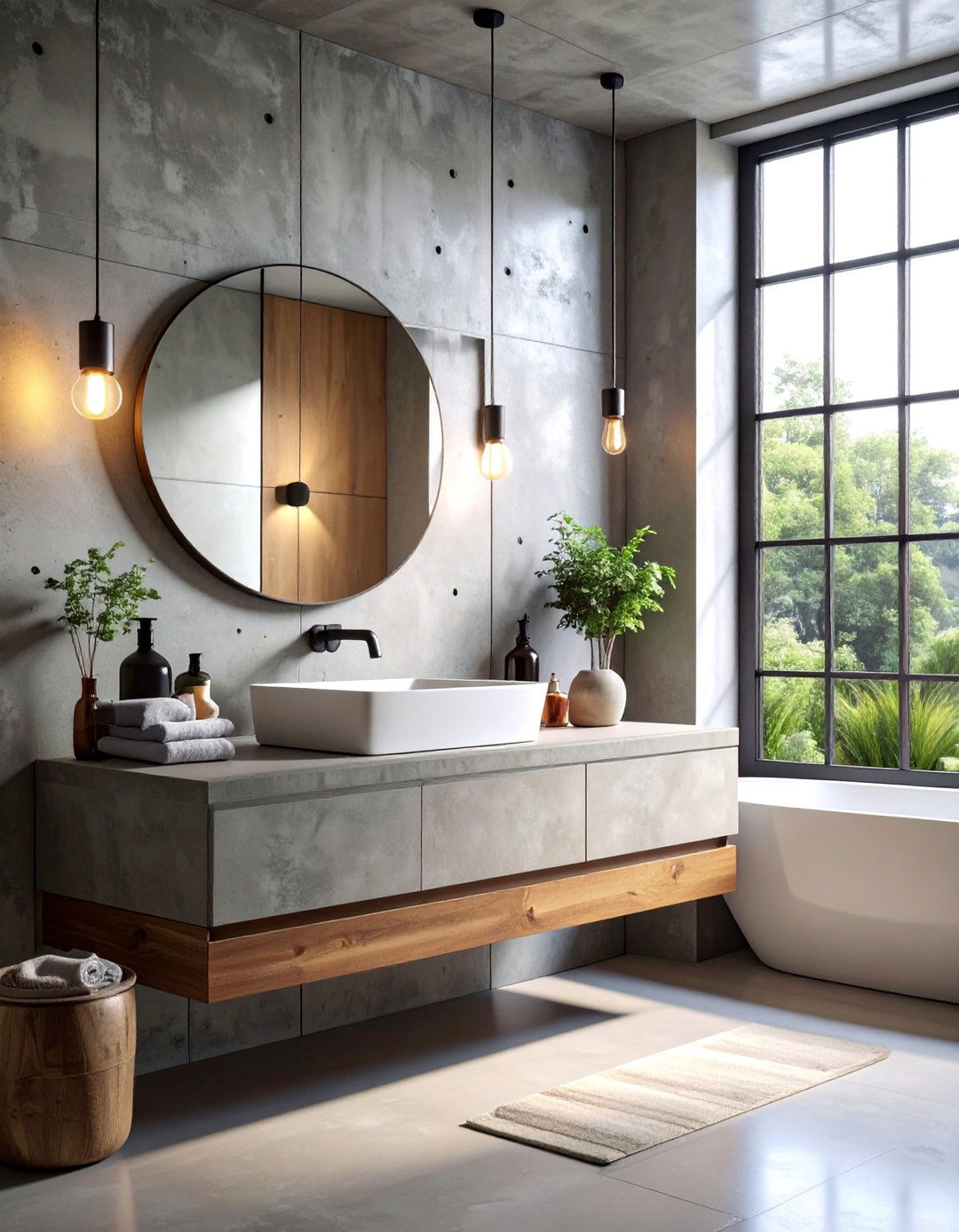 Modern Bathroom Featuring Concrete Surfaces - 40 Modern Bathroom Ideas for a Sleek and Stylish Look